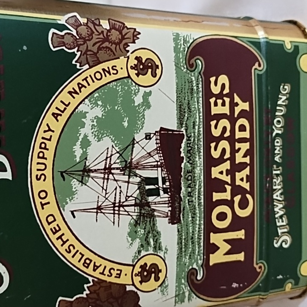 STEAMSHIP TIN - STEAMSHIP  BRAND MOLASSES VINTAGE, DEEP GREEN AND GOLD - Picture 3 of 7